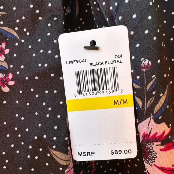 Laundry by Shelli Segal $89 Black Floral V-neck Tie Blouse - Picture 8 of 10